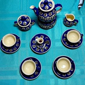 Miniature Polish Pottery tea set. Purchase in Poland in the late 1990’s